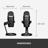 Logitech for Creators Blue Yeti Nano Micrófono de condensador USB Premium, Grabación, Streaming, Gaming, Podcasting, PC, Mac, Efectos Blue VO!CE, Cardioide y Omnidireccional, Sin Latencia - Negro