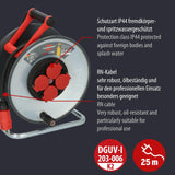 Brennenstuhl Professional SteelCore Carrete SC 2200 IP44, 25m H07RN-F 3G2,5, cuerpo de tambor de chapa de acero, uso en obra y exterior permanente, fabricado en Alemania