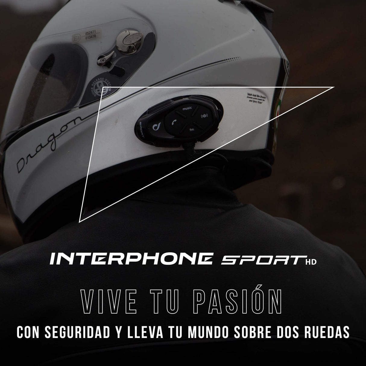 Interphone Sport HD Intercomunicador Casco Moto Individual, para hasta 4 usuarios a 1 km de Distancia, intercomunicador con Bluetooth para GPS y Llamadas, Accesorios Moto con 15 h de autonomía, IP67