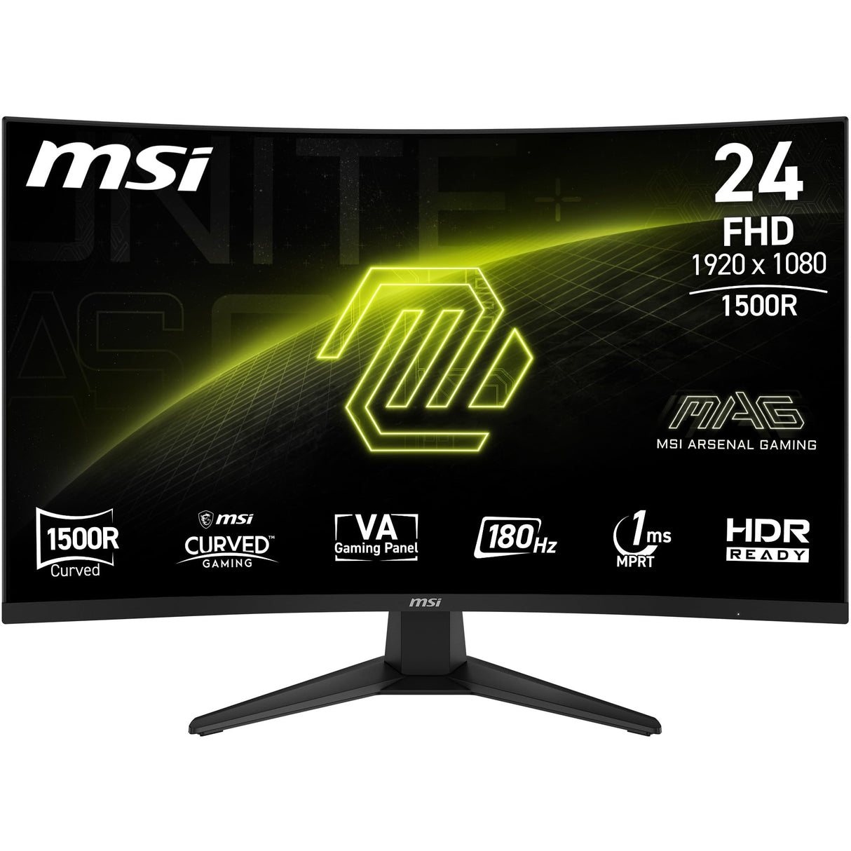 MSI mag 244C - Pantalla para Juegos Curvada (24 Pulgadas, Full VA, 1500R, 1920 x 1080, 1 ms, Adaptive Sync, DP 1.2a, HDMI 2.0b CEC