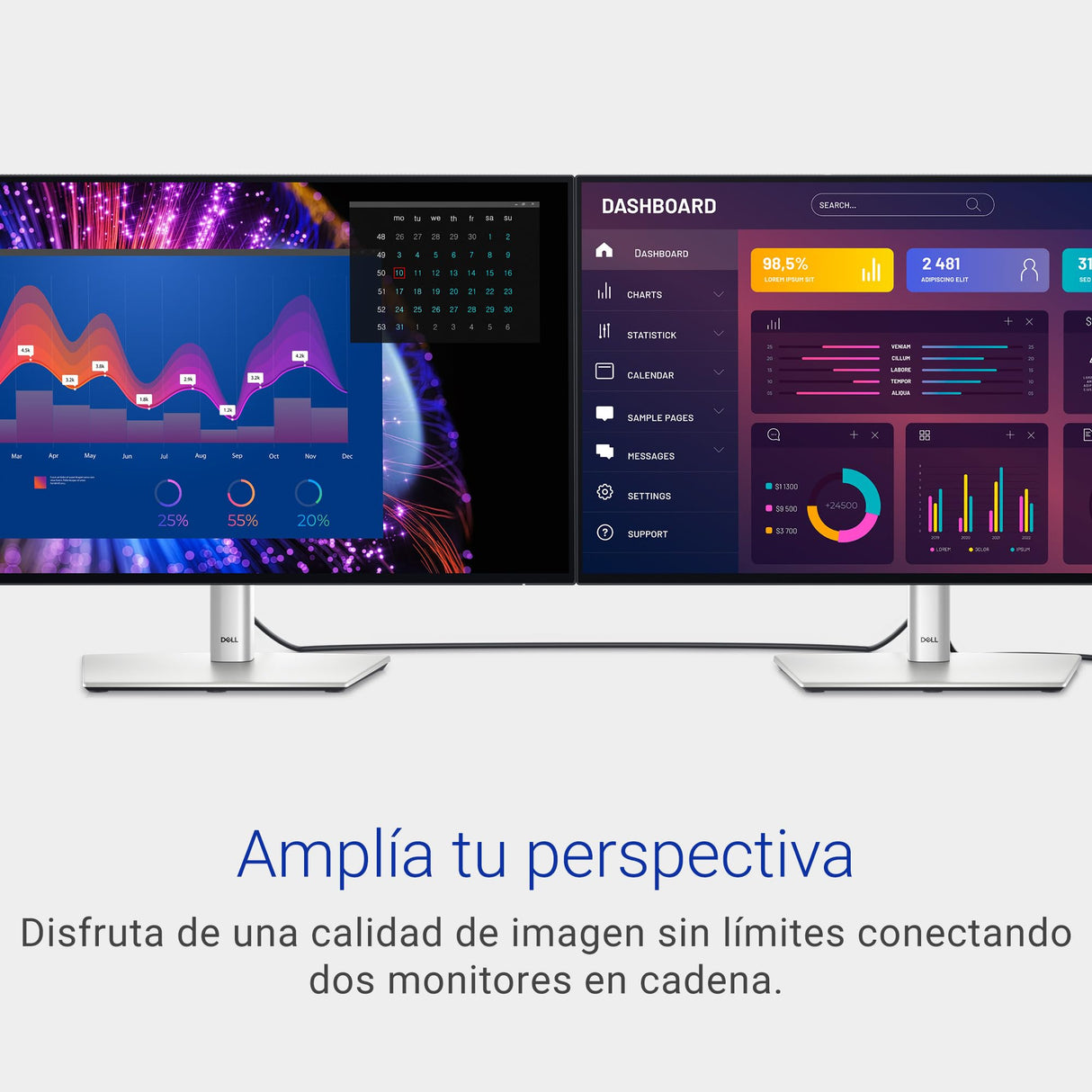 Dell U2724DE UltraSharp Thunderbolt 27" QHD (2560x1440) Monitor, 120Hz, IPS Black, 5ms, 98% DCI-P3, 2x Thunderbolt, 2x USB-C, 2x DisplayPort, HDMI, 4x USB, RJ45, 3 Años de Garantía, Plata