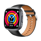 Knauermann Neo 2 (2025) - Negro Rectangular - Reloj de Salud Smartwatch - ECG - Función HRV - Bluetooth BT - Apnea del Sueño - Presión Arterial - Correa de Cuero de Vaca Negro, Höhe: 42mm; Breite: