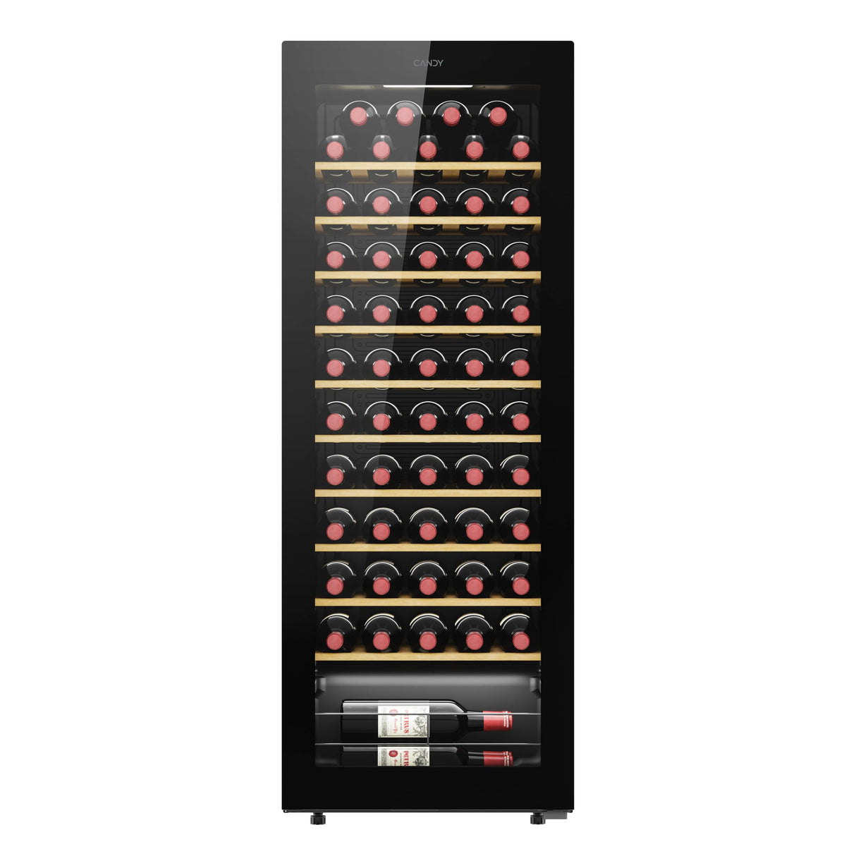 Candy DiVino CWC058, Vinoteca, 58 Botellas, WiFi, App hOn, Puerta Reversible, 10 Baldas, Tratamiento Anti-UV, Compresor Antivibraciones, Iluminación LED, Control Digital,Tirador Integrado, 37DB, Negro