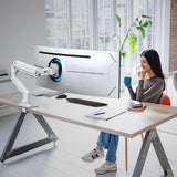 BEWISER Brazo de Monitor Resistente Ultra Ancho para Pantallas de 34 a 49 Pulgadas y Nuevas de 57 Pulgadas, Capacidad de Peso de hasta 44 Libras, Brazo Giratorio Ajustable de Altura de Movimiento