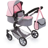 Bayer Design-18108AA Cochecito de Muñecas City Neo con Bolso Cambiador, Transformable, altura regulable, plegable, moderno, color gris, rosa con hada, Small (18108AA)