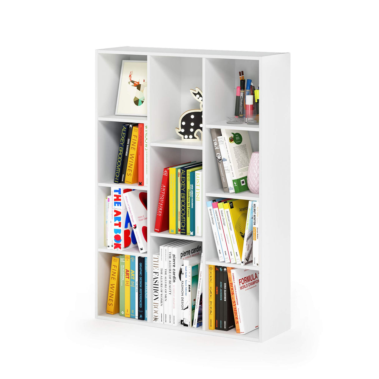 Furinno Luder Estantería Abierta Librería de 11 Cubos, Blanco