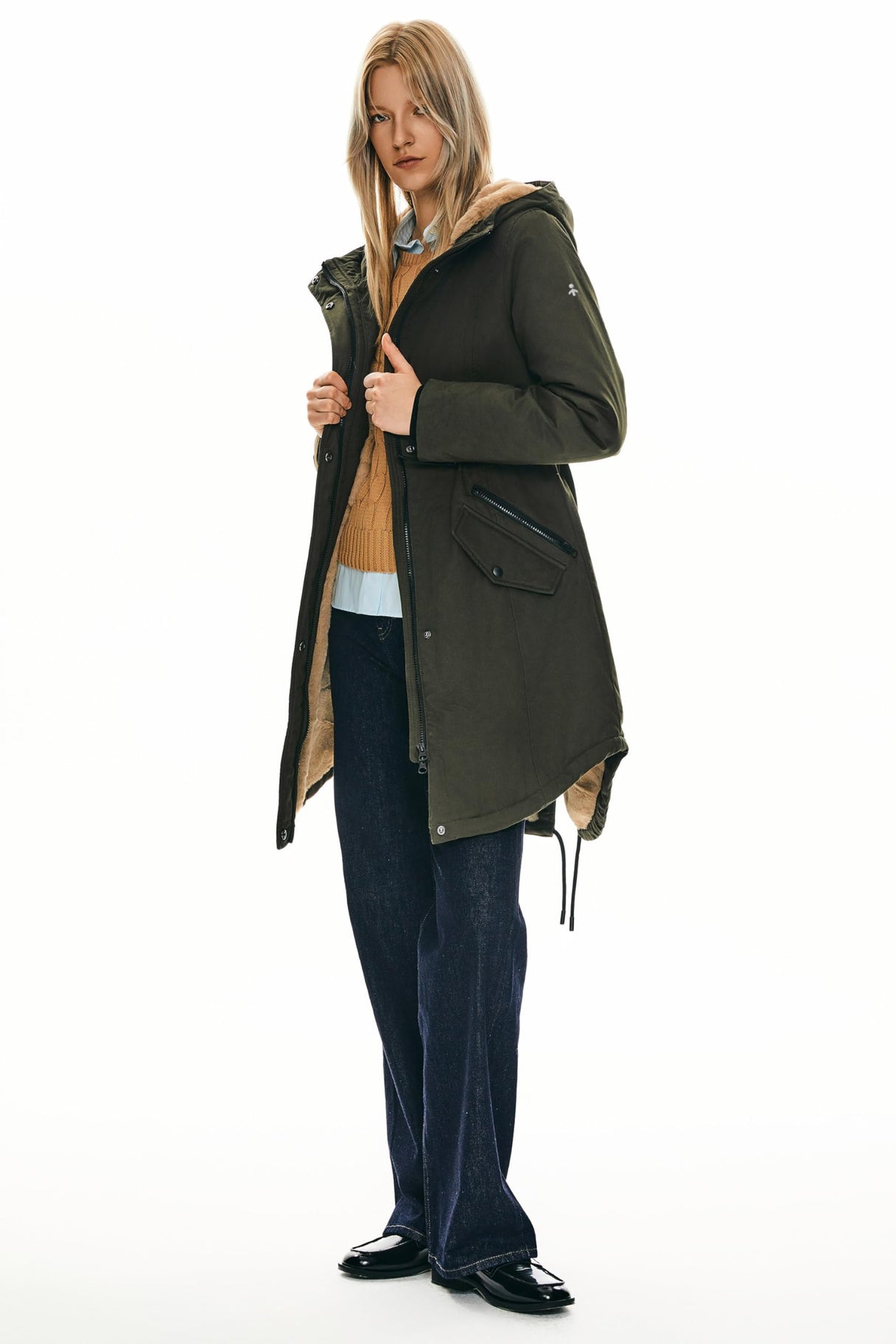 Orolay Chaqueta Mujer Invierno Parka de Mujer con Capucha y Forro Polar Chaqueta Acolchada para el Invierno Verde L
