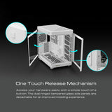 GAMDIAS RGB Dual-Chamber Tempered Glass Gaming PC Case, 2-Way Standing w/Vertical & Horizontal Orientaton & One-Touch Open Computer Case Support 420mm AIO & Huge Cable Management