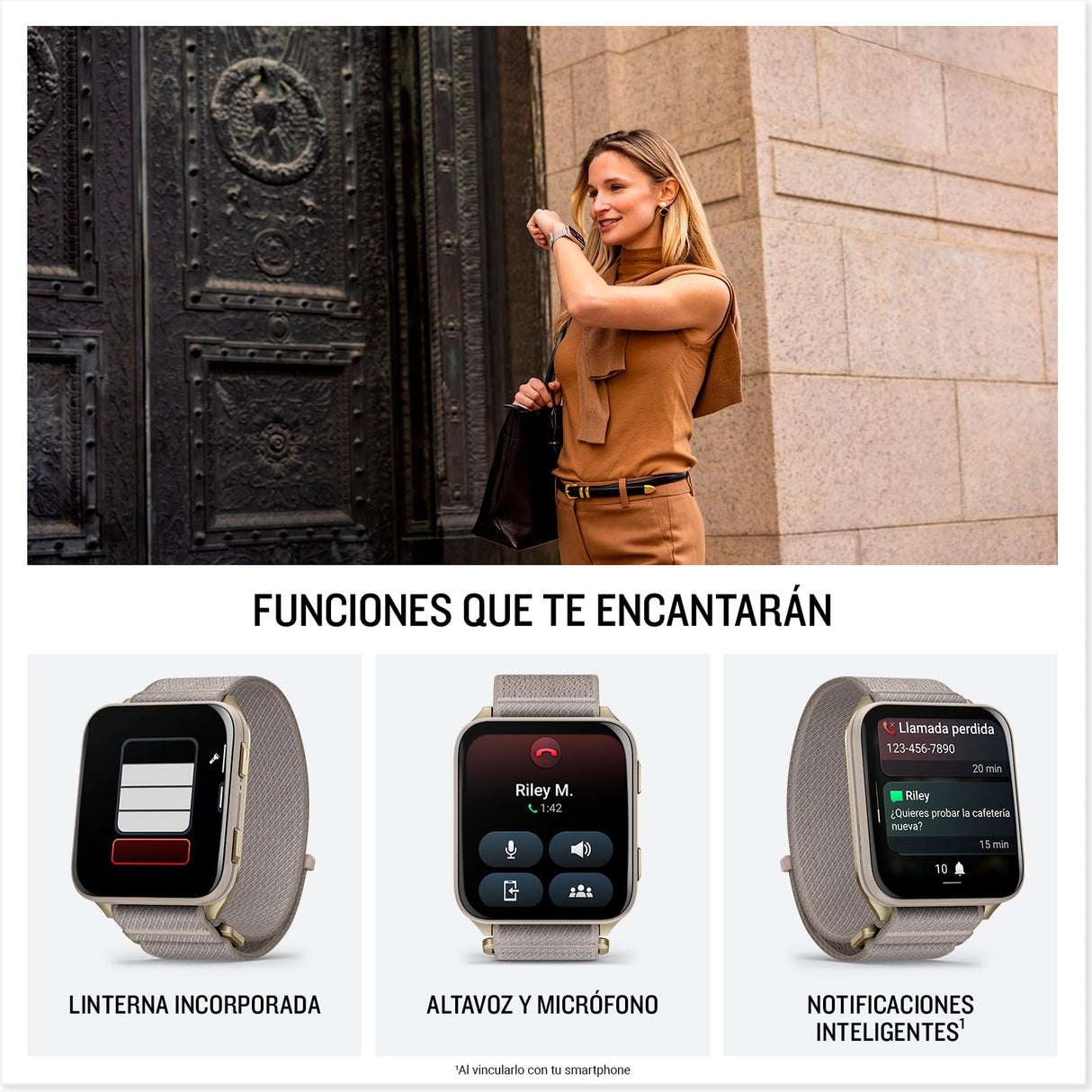 Garmin Venu X1, Smartwatch Premium con GPS, Pantalla AMOLED de 2'', Funciones de Salud y Bienestar 24/7, Altavoz y Micrófono Integrados, Mapas, Linterna LED, hasta 8 días de autonomía, Beige