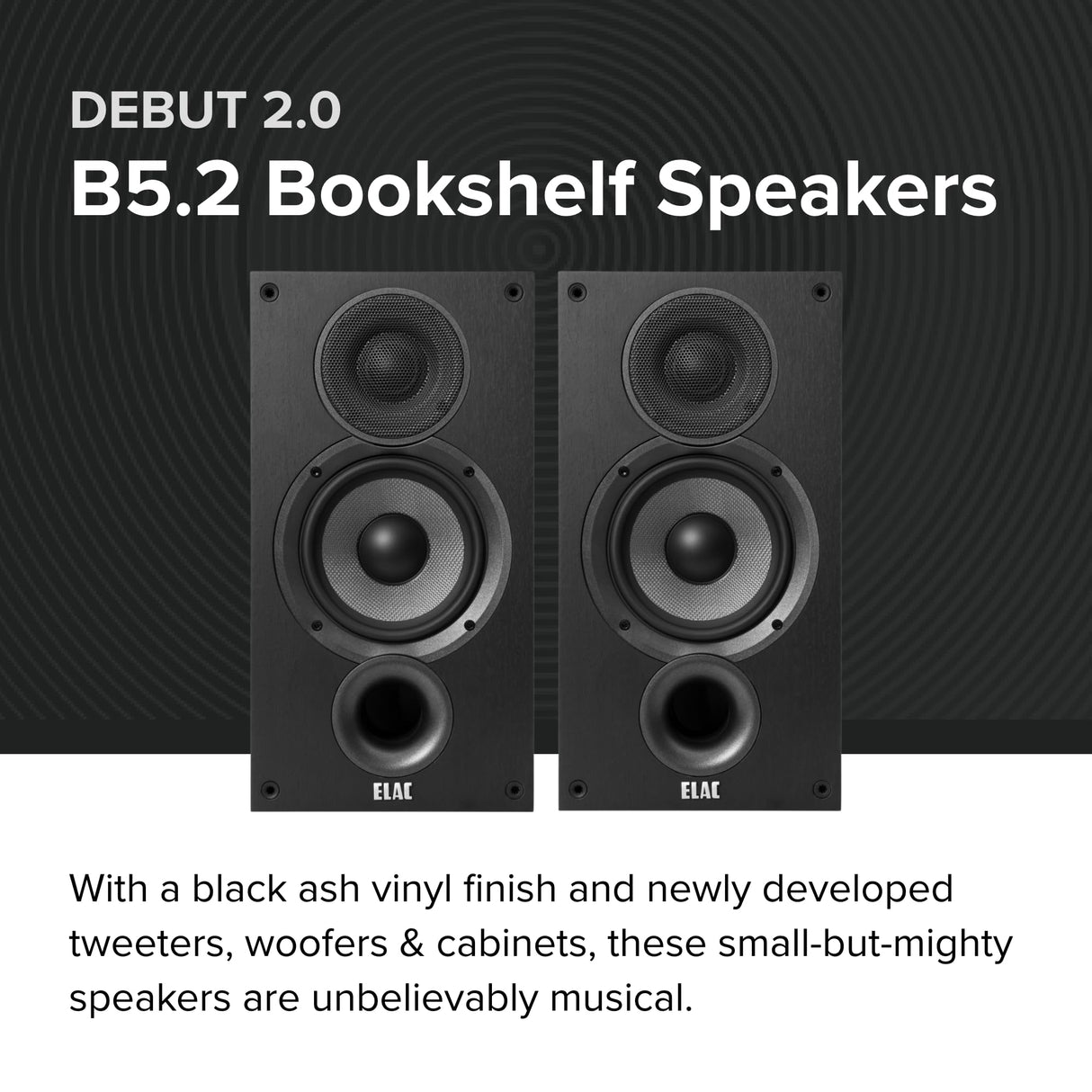 ELAC Debut 2.0 B5.2 - Altavoces para estantería, Color Negro (par)