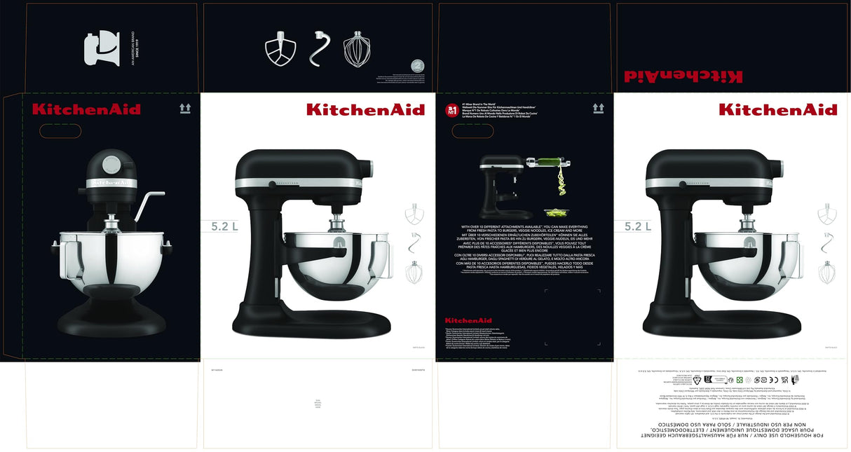 KitchenAid HEAVY DUTY - BATIDORA AMASADORA CON BOL ELEVABLE DE 5,2L - NEGRO MATE 5KSM55SXXEBM