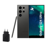 Samsung Galaxy S24 Ultra y Cargador 45W, Teléfono Móvil con IA, Smartphone Android, 12 GB RAM, 256 GB Almacenamiento, Cámara 200MP, S Pen, Batería Larga Duración, Negro Titanium (Versión Española)