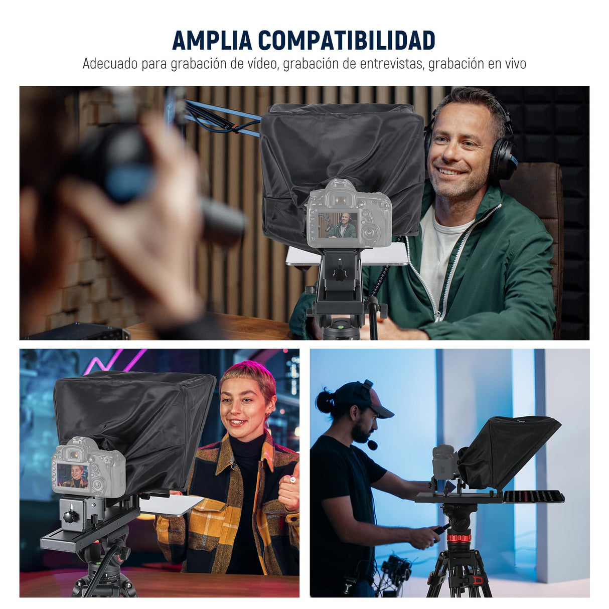 NEEWER Basic X16B Teleprompter Elevable Aleación Aluminio 16"" para iPad, Tableta Celular Cámara DSLR sin Ensamblaje, Remoto y APP Control, Compatible con iOS y Android, para Enseñar y Live Streaming