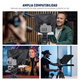 NEEWER Basic X16B Teleprompter Elevable Aleación Aluminio 16"" para iPad, Tableta Celular Cámara DSLR sin Ensamblaje, Remoto y APP Control, Compatible con iOS y Android, para Enseñar y Live Streaming