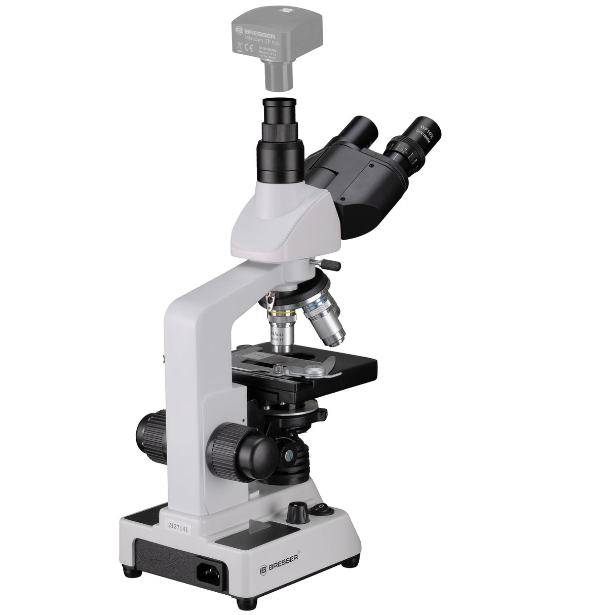 Bresser 5723100 Researcher Trino 40-1000x Microscopio, Negro/ Blanco