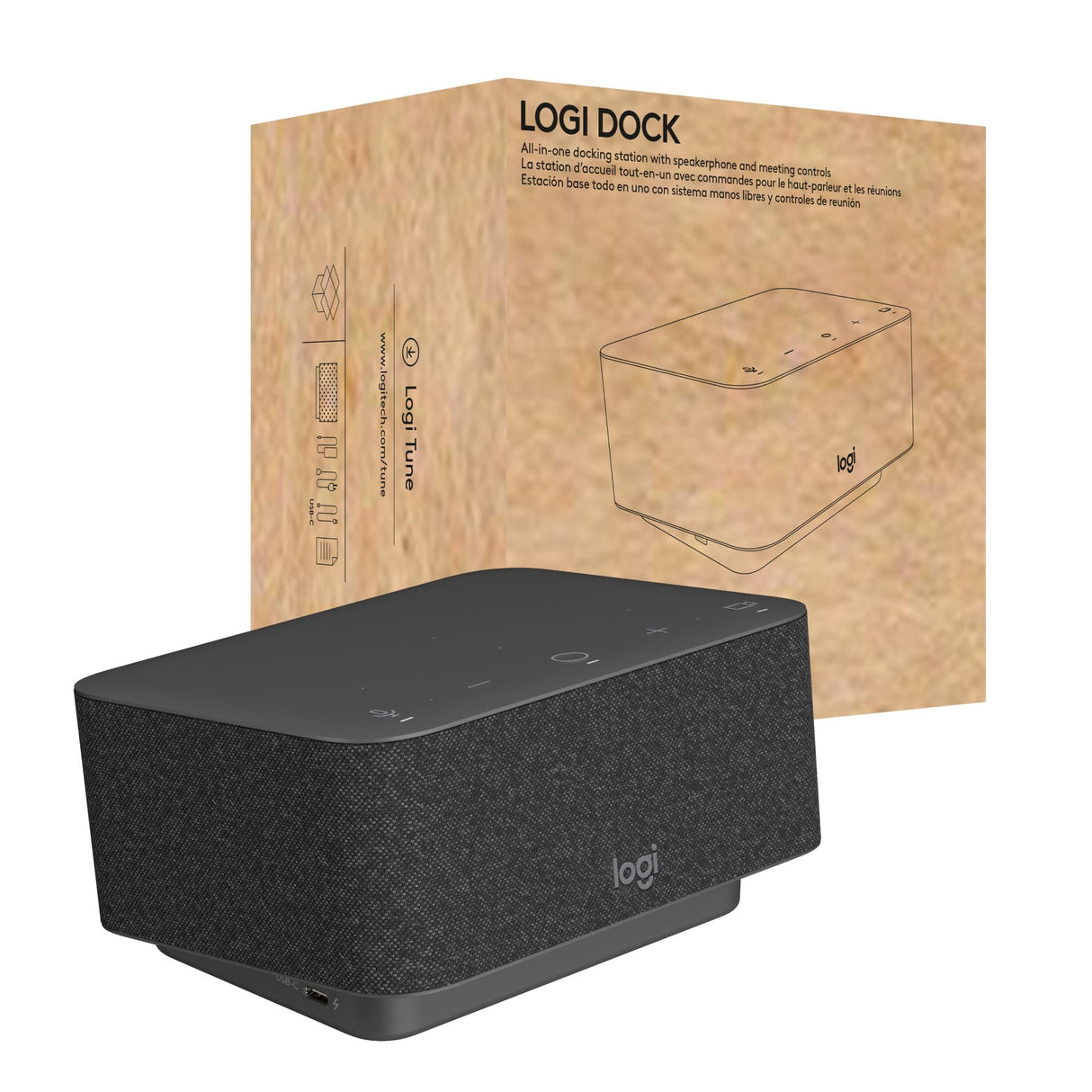 Logitech - Logi Dock, Todo en uno USB C Base de conexión para portátil, Altavoz, micrófonos con cancelación de Ruido, Bluetooth, HDMI, certificación para Zoom, Google Meet, Google Voice - Grafito