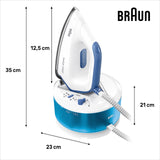 Braun CareStyle Compact Steam Generator, Plancha de Vapor con Suela FreeGlide 3D, Presión de 6 bar, Gran Depósito de Agua de 1,5 l, Función Eco, IS2143BL, Blanco Azul