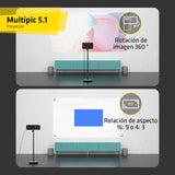 OVERMAX Proyector LED de 80 W con Pantalla de Espejo, Full HD 1080p hasta 200 Pulgadas, Altavoz Integrado, Sistema Android 9.0, duración de la lámpara: 50.000 Horas, Wi-Fi, Bluetooth, 2 HDMI, 2 USB,