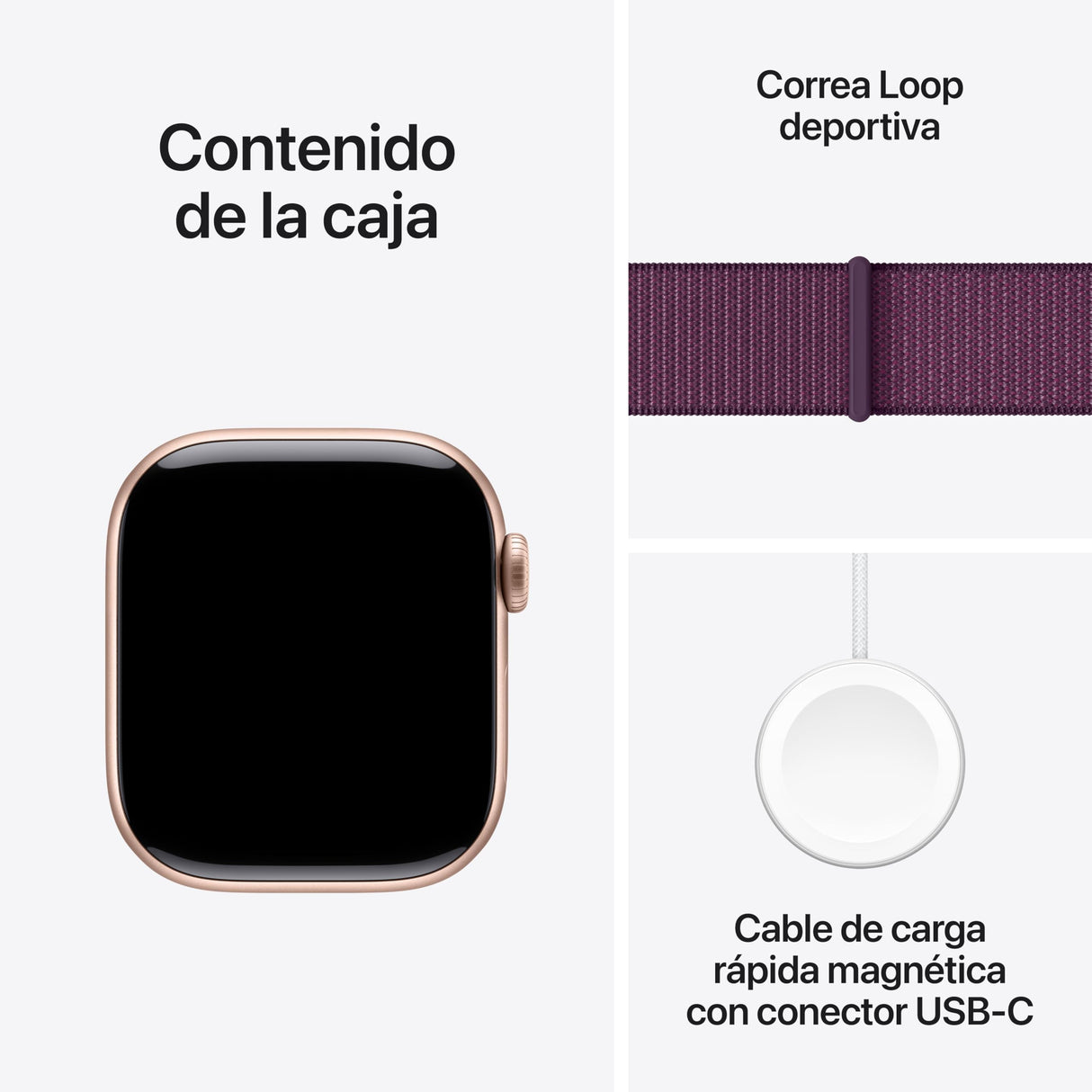 Apple Watch Series 10 GPS + Cellular Smartwatch con Caja de Aluminio Oro Rosa de 42 mm y Correa Loop Deportiva Ciruela - Talla única. Monitor de entreno, App ECG y Neutro en Carbono