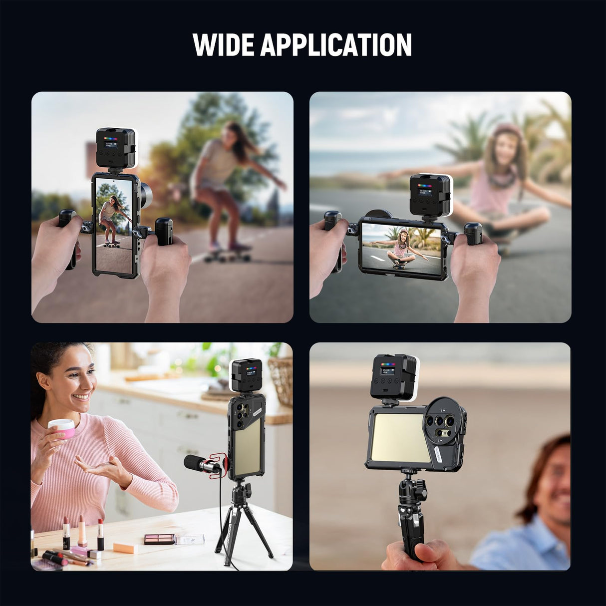 NEEWER PA042 S24 Ultra Handy Cage Jaula Video Rig Estabilizador con PA045S Mango Lateral, PA045E Bluetooth Disparador Mango de 67 mm Filtro Adaptador de 17 mm Placa de Lente Trasera, T Mount Adaptador