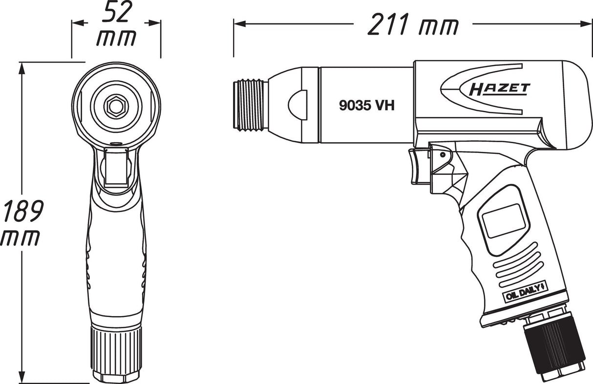 Hazet 9035VH - Cincel combinado (con portabrocas de sujeción rápida, para aplicaciones de cinceles y vibración, presión de funcionamiento: 6,3 bar, peso: 2,5 kg)