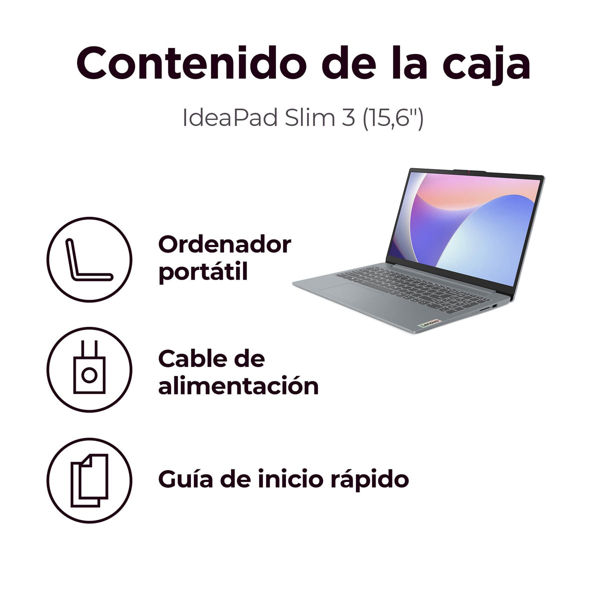 Lenovo IdeaPad Slim 3 Gen 8 – Ordenador Portátil 15.6" FHD AMD Ryzen 5 5625U, 16 GB RAM, 512 GB SSD, Gráficos AMD Radeon Integrados, Wi-Fi 6, Sin Sistema Operativo Teclado QWERTY Español - Gris