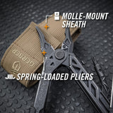 Gerber Multiherramienta con clip para cinturón, transmisión central, apertura con una sola mano, 14 funciones y funda de nylon (compatible con Molle), Negro, 30-001425
