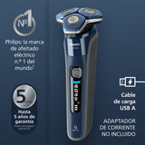 Philips Serie 7000 Afeitadora Eléctrica Hombre, Máquina de Afeitar Barba con Recortadora, 60min de uso, En Seco y Húmedo, Recargable, Centro de Limpieza, Base Carga, 4 Cartuchos, S7885/63, Azul