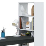 Habitdesign, Escritorio con Estanteria Reversible, Blanco Artik y Gris Antracita, Modelo Duplo, Medidas: 120 cm (Ancho) x 53 cm (Fondo) x 144 cm (Alto)
