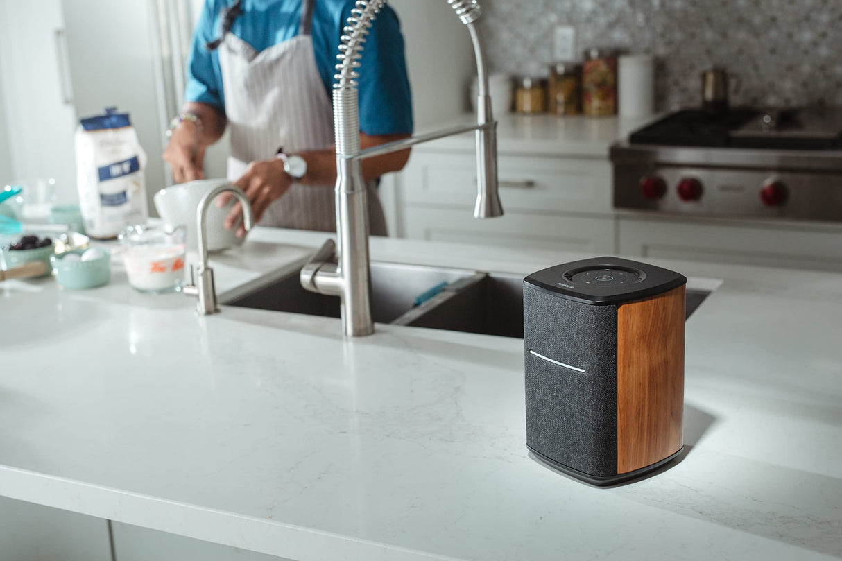 Edifier MS50A - Altavoz Samrt WiFi Multiroom con Bluetooth y función estéreo inalámbrica, Funciona con Amazon Alexa, Apple AirPlay 2, Spotify, etc., Color marrón