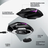 Logitech G G502 X PLUS LIGHTSPEED Ratón inalámbrico RGB para Gaming - Ratón óptico con interruptores híbridos LIGHTFORCE, LIGHTSYNC RGB, sensor HERO 25K, compatible con PC - macOS/Windows - Negro