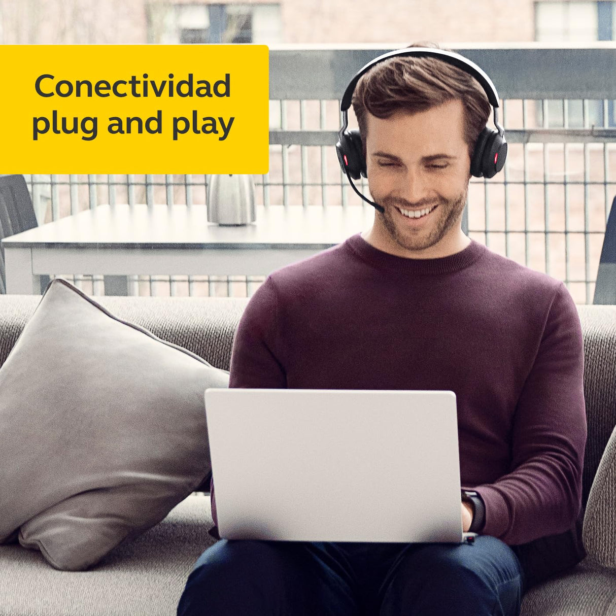 Jabra Evolve2 65 Auriculares Inalámbricos Estéreo PC con Cancelación de Ruido - Certificados para Microsoft Teams - Batería de Larga Duración - Adaptador Bluetooth USB-A - Negro