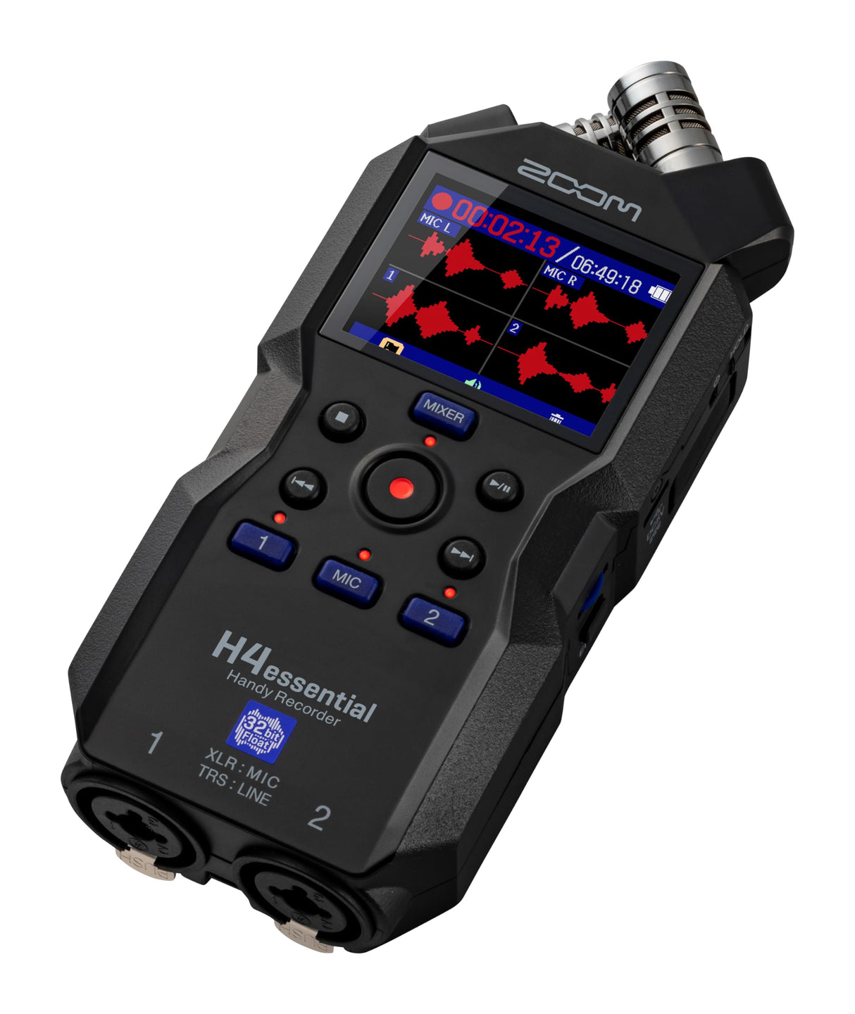 Zoom H4essential Grabadora 4 pistas (2024 Model, Essential Series) 32-Bit con coma flotante, accesibilidad, micros estéreo, 2 entradas XLR/TRS, interface de audio USB, para músicos, podcasters y más