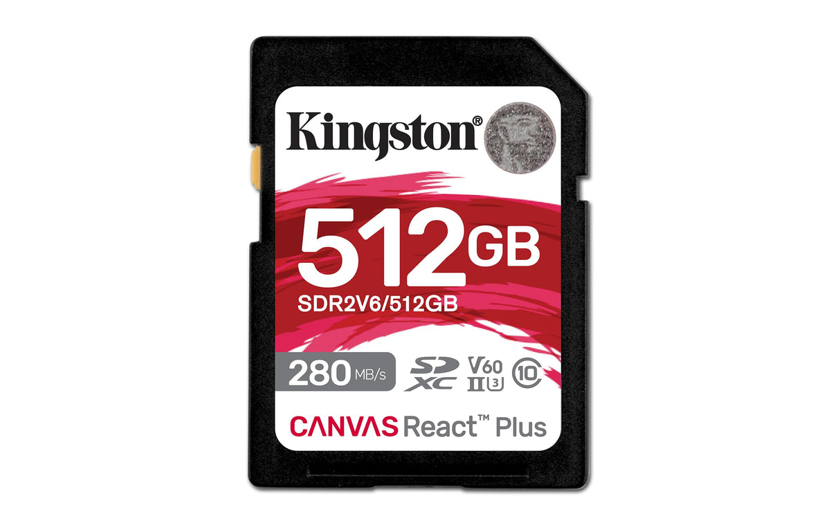 Kingston Canvas React Plus V60 SD 512GB SDXC UHS-II 280R/150W U3 V60 for Full HD/4K