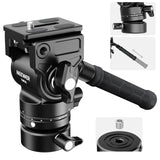 NEEWER Cabezal Fluido para Trípode con Base Niveladora de +/-7° (φ48mm), Soporte de Cabezal de Video Mini Pan Tilt Metal con Placa QR Tipo Arca, Mango Telescópico para Cámara Video Cámara DSLR, GM35