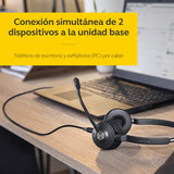 Jabra Engage 65 SE Auricular inalámbrico estéreo para Llamadas Profesionales, Seguridad DECT, batería de 13 Horas, Comodidad Durante Todo el día con Base, Cable USB-C