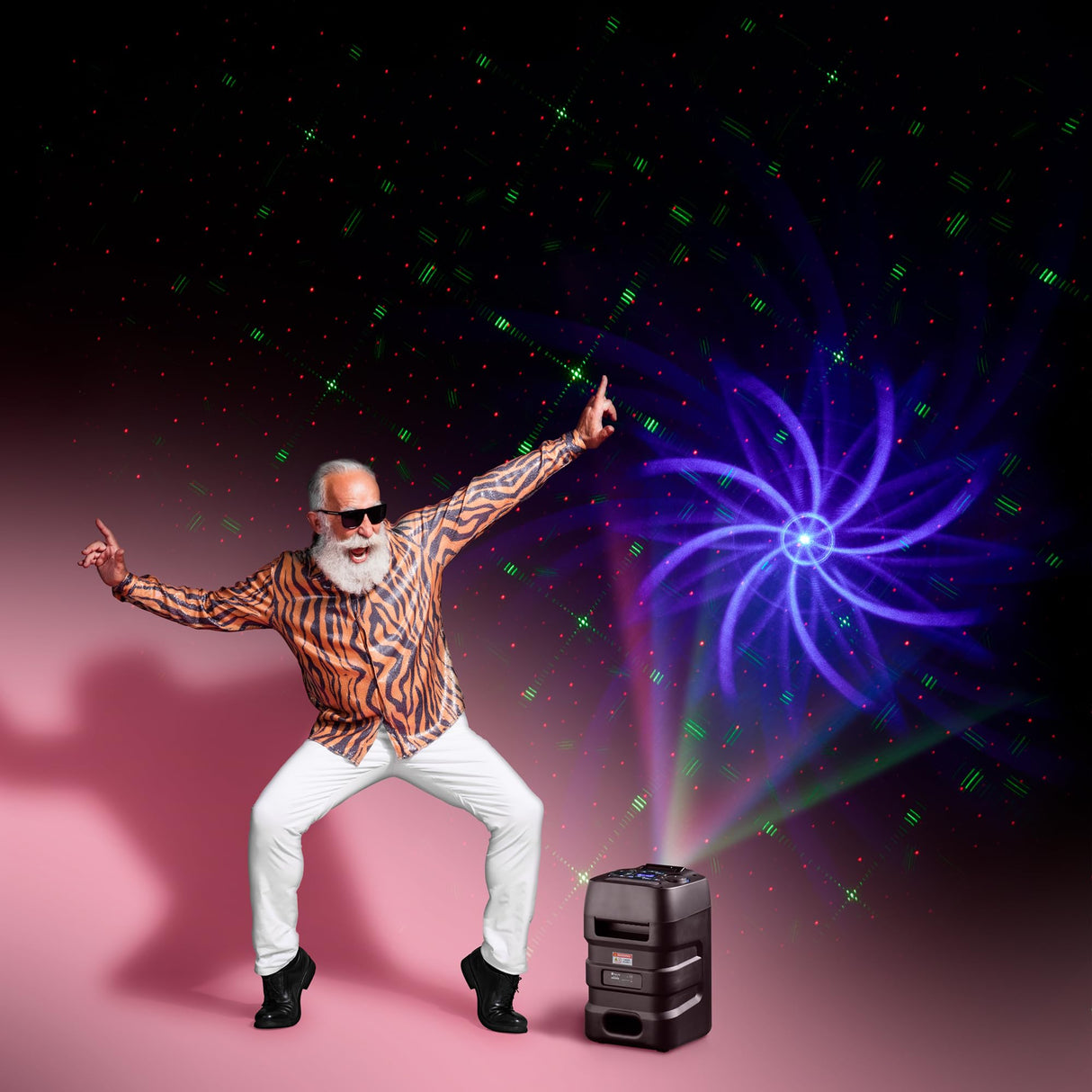 NGS Wild Club – Altavoz Portátil Bluetooth 5.2 con 80W de Potencia, TWS Luces Láser, Doble Entrada de Micrófono, Puerto USB/AUX/TF, Batería Recargable de 5400mAh, Karaoke Sonido, LED RGB.