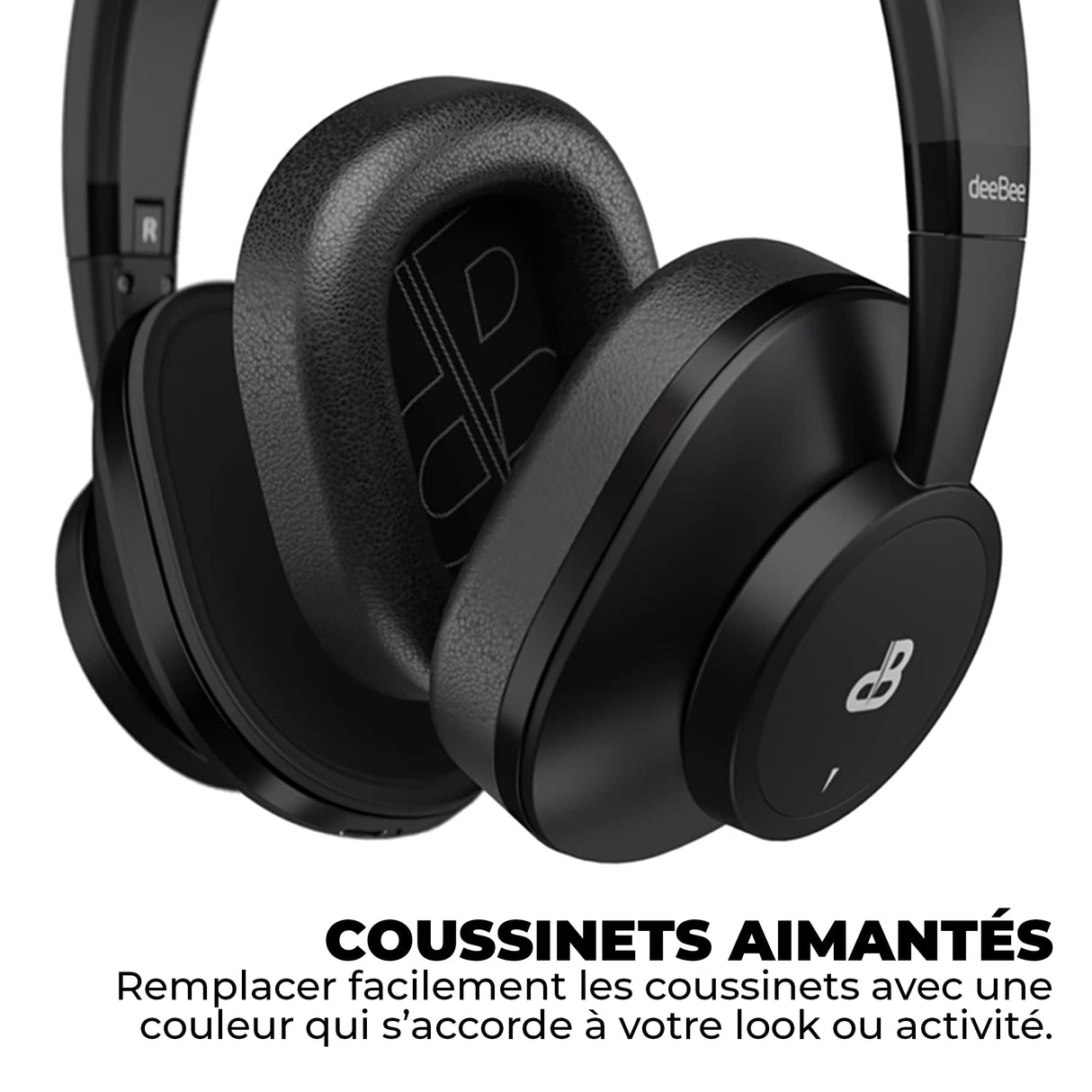 DeeBee Pulse Auriculares Inalámbricos, Cancelación Activa de Ruido 35dB, Bluetooth 5.2, 40 Horas de Batería, Negro