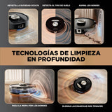 Shark PowerDetect Robot Aspirador y mopa 2 en 1, Base NeverTouch Pro con Limpieza, Carga y Vaciado automáticos, 60 días, navegación 3D y LiDAR, NeverStuck, WiFi/App, Negro, RV2800ZEEU