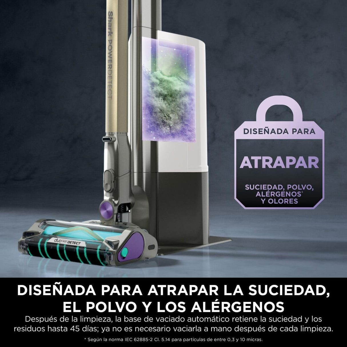 Shark PowerDetect Clean&Empty Aspiradora sin cable, DuoClean Detect, limpieza inversa, base de autovaciado de 2 l, Anti-Hair Wrap Plus, autonomía de 70 min,cepillos multisuperficie, gris, IP3251AMZEUT