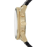 Armani Exchange Reloj Hombre, Movimiento cronógrafo de cuarzo, 46mm Caja de acero inoxidable dorado con correa de piel, AX1818, Negro y tono dorado