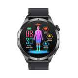 Knauermann VALDUS Pro 3 Fan Edition Redondo (2025) Negro, Reloj Sanitario, Reloj Inteligente con función telefónica, ECG Plus HRV y función SOS, BT Bluetooth, apnea del sueño, Milanés, Negro, 14-24,