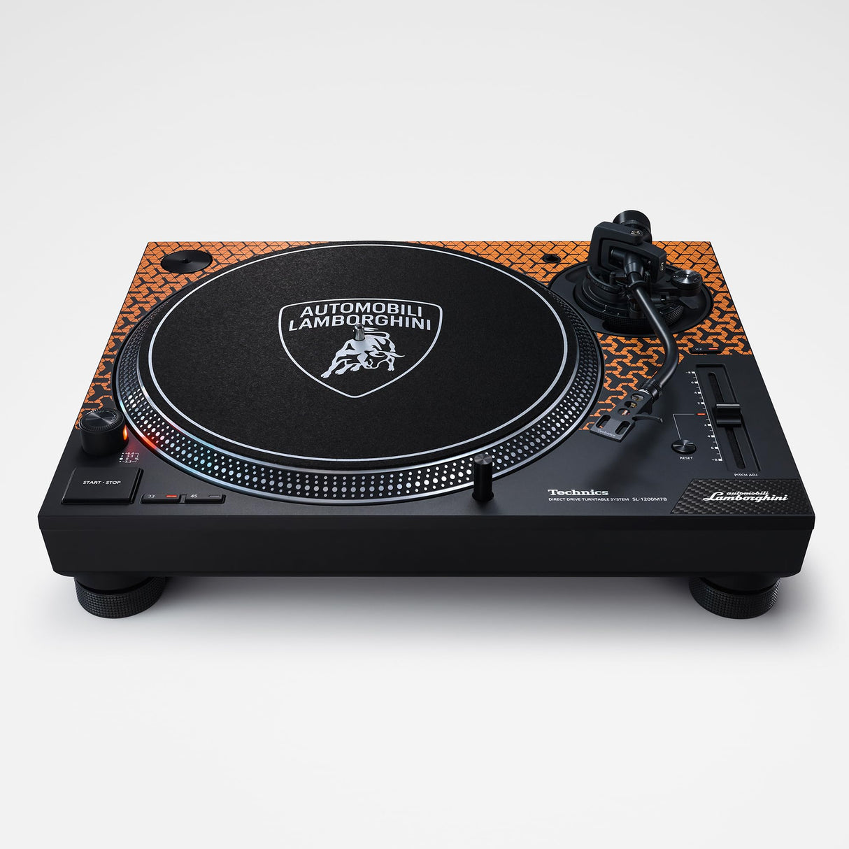 Technics SL-1200M7PED, Sistema De Tocadiscos de Tracción Directa Edición Lamborghini, Motor Sin Núcleo, Reproductor De Vinilos de 3 Velocidades, Iluminador, Naranja