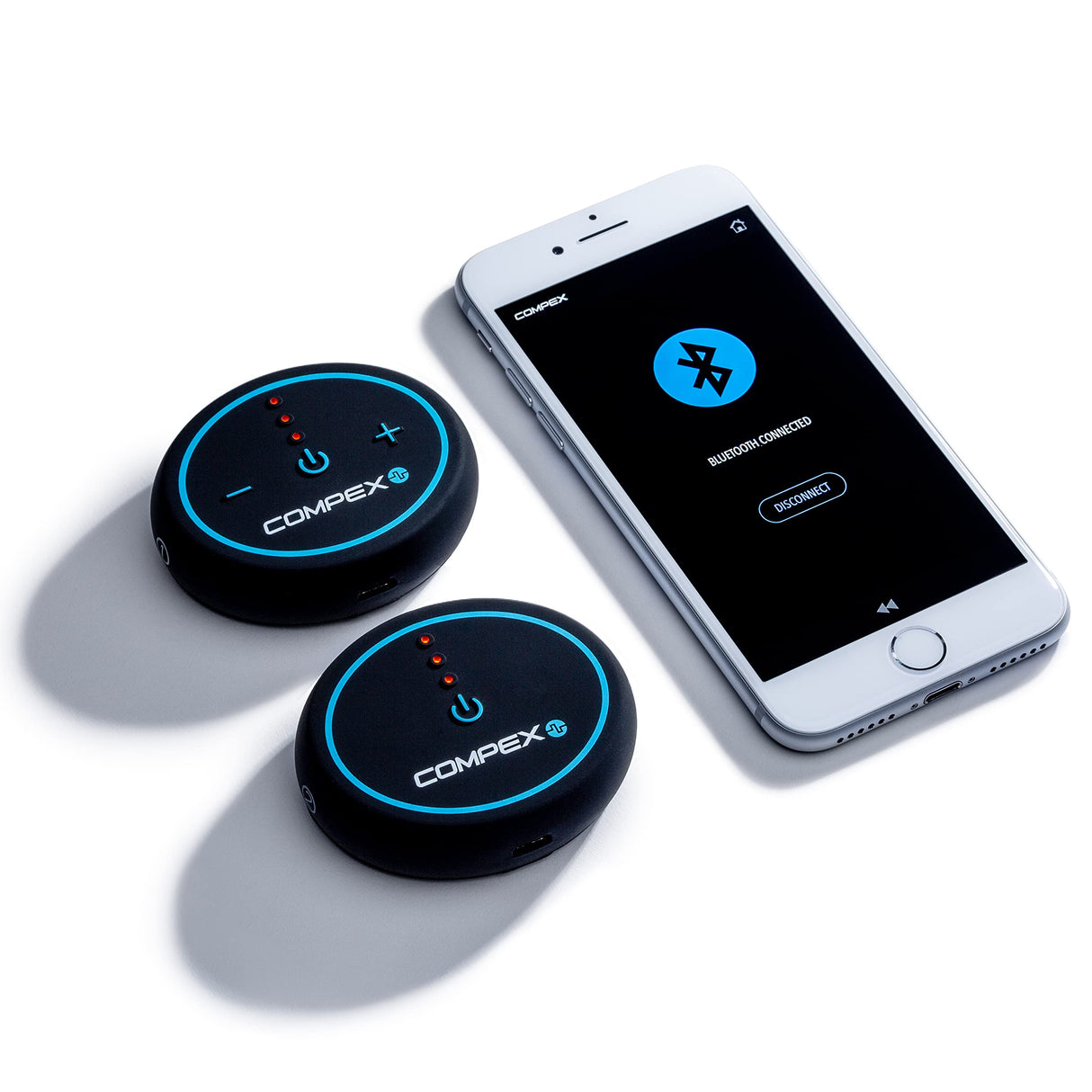 COMPEX Mini - Electroestimulador Muscular inalámbrico TENS, EMS, Masaje - 2 Canales Independientes, 6 programas - Se controla Mediante una App intuitiva