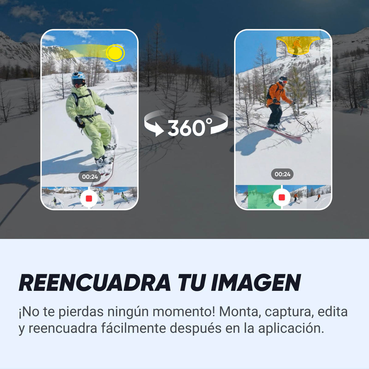 Insta360 X4 Paquete de Snowboard - Cámara de acción Impermeable 8K 360, Vídeo 4K Gran Angular, Efecto Selfie Stick Invisible, Protectores de Lente Extraíbles, 135 Min Batería, Edición IA