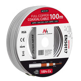 Maclean MCTV Cable de antena coaxial RG6 Cobre puro 100% CU Cable de antena de TV satelital coaxial (100m)