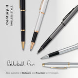 Cross Century II - Roller ball con detalles en oro, color negro