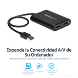 StarTech.com Adaptador Gráfico Externo USB 3.0 a DisplayPort Doble 4K60 DisplayLink, Cable Conversor USB 3.0 a DP de Vídeo