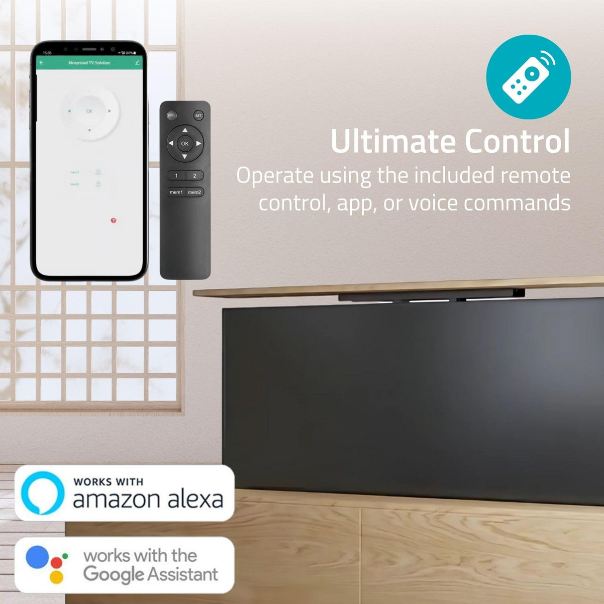 Nedis Motorisierter TV-Lift 37-80" | Maximal unterstützes Bildschirmgewicht: 60 kg | Built-in Schaltschrankbau |