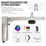 NEEWER Soporte de luz de Acero Inoxidable de 198 cm, Soporte de trípode Resistente con Ruedas giratorias, 2 Brazos deslizantes con Agarre de Pistola, Pata Plegable para fotografía, Caja de luz